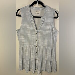 Wonderly Women’s Blue White Tie Dye Sleeveless Blouse Size L